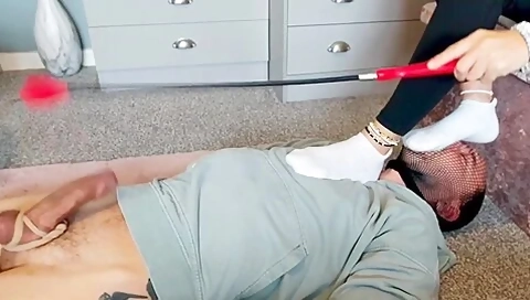 Sock Gagged And Milked Over My Sexy Feet! With Sock Sniffing And Cock Slapping!